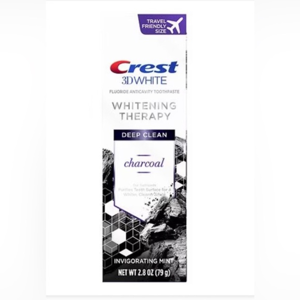 2 Crest Charcoal 3D Whitening Therapy Deep Clean Fluoride Mint toothpaste new